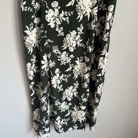 NEW Abercrombie & Fitch High-Slit Midaxi Dress green floral Large - Picture 6 of 15
